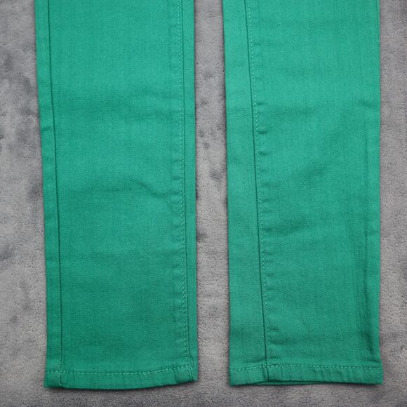 E Line Pants Womens 5 Green Flat Front Button Pocket Mid Rise Straight Jeans - Picture 12 of 16
